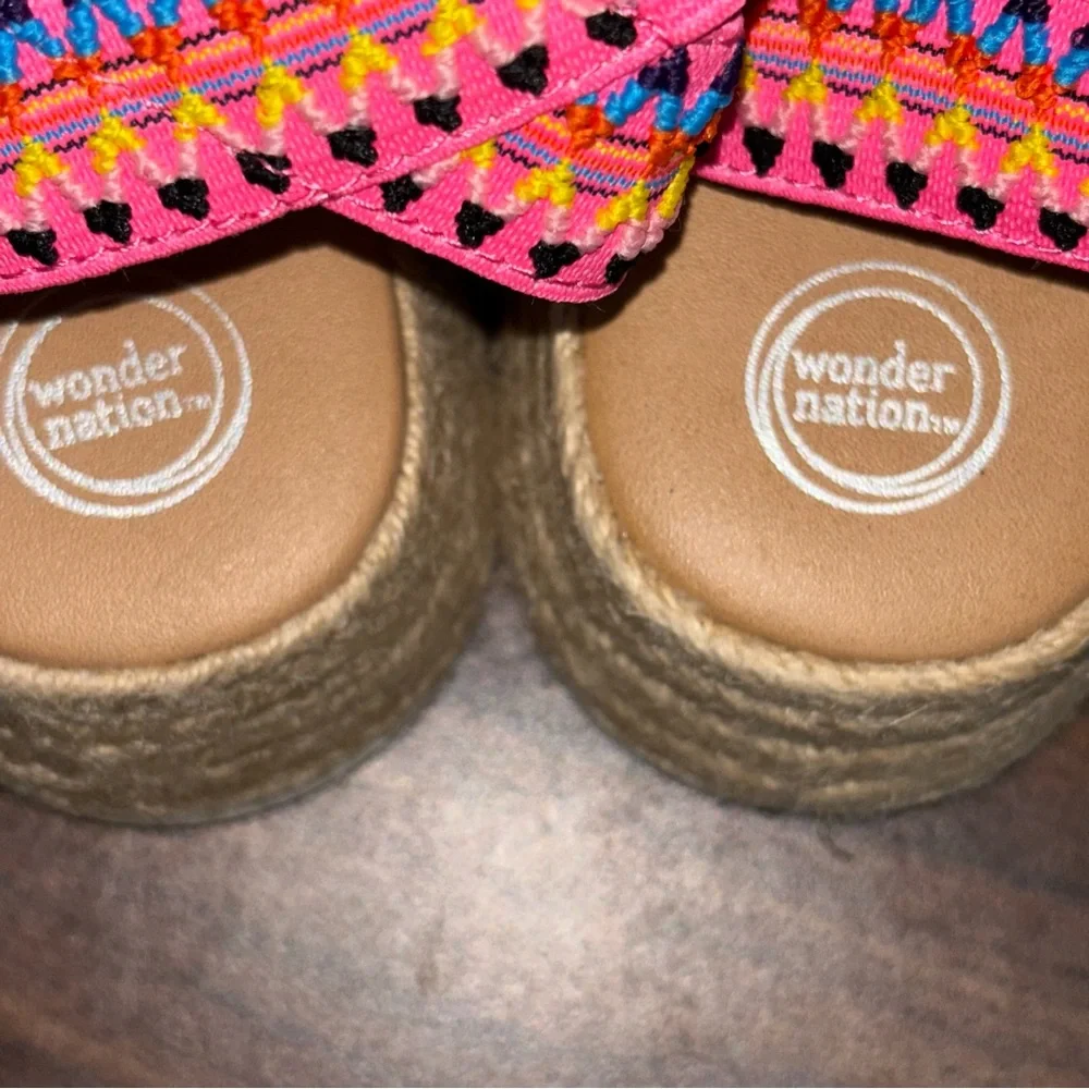 Wonder Nation Vibrant Pink Espadrilles with Multicolor Accents